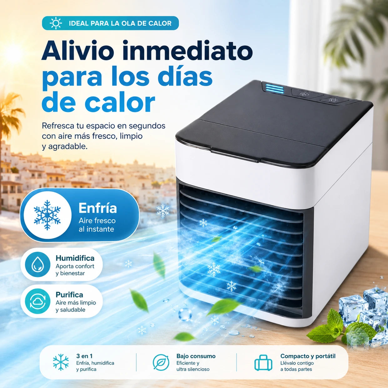 Mini Enfriador de Aire Portátil - Refresca y Purifica tu Espacio - Imagen 1