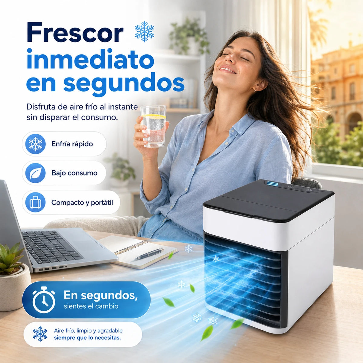 Mini Enfriador de Aire Portátil - Refresca y Purifica tu Espacio - Imagen 2