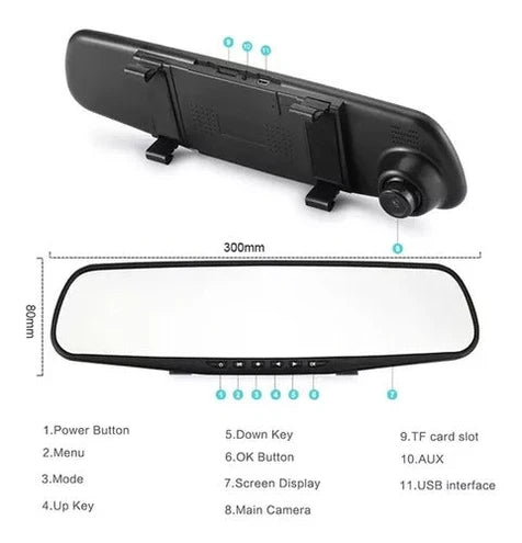 Cámara Espejo Retrovisor Doble Full HD - Imagen 3