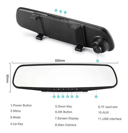 Cámara Espejo Retrovisor Doble Full HD - Imagen 3